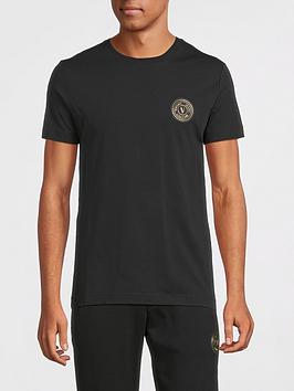 versace jeans couture patch chest logo t-shirt - black