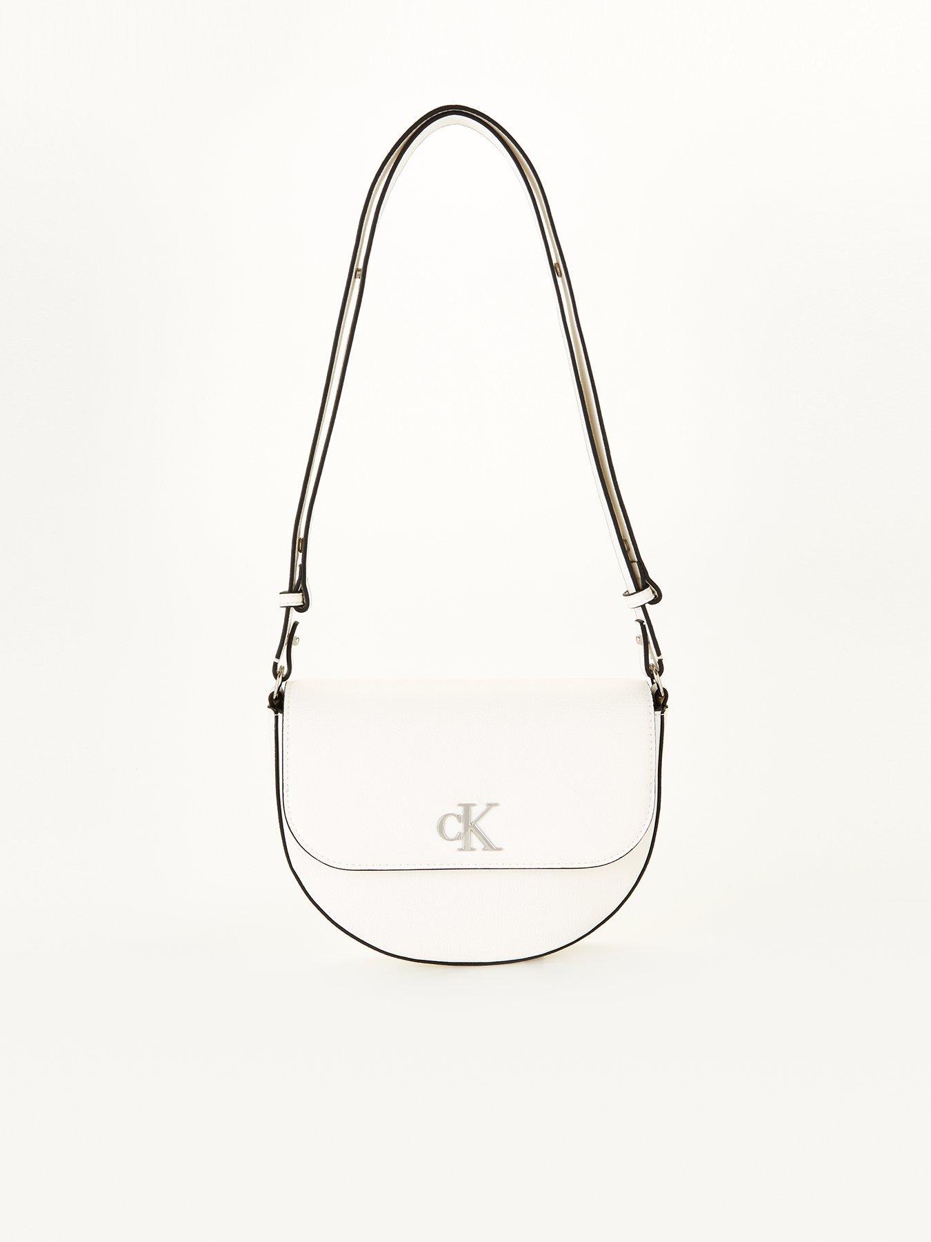 Calvin Klein Logo Saddle Crossbody Bag in White