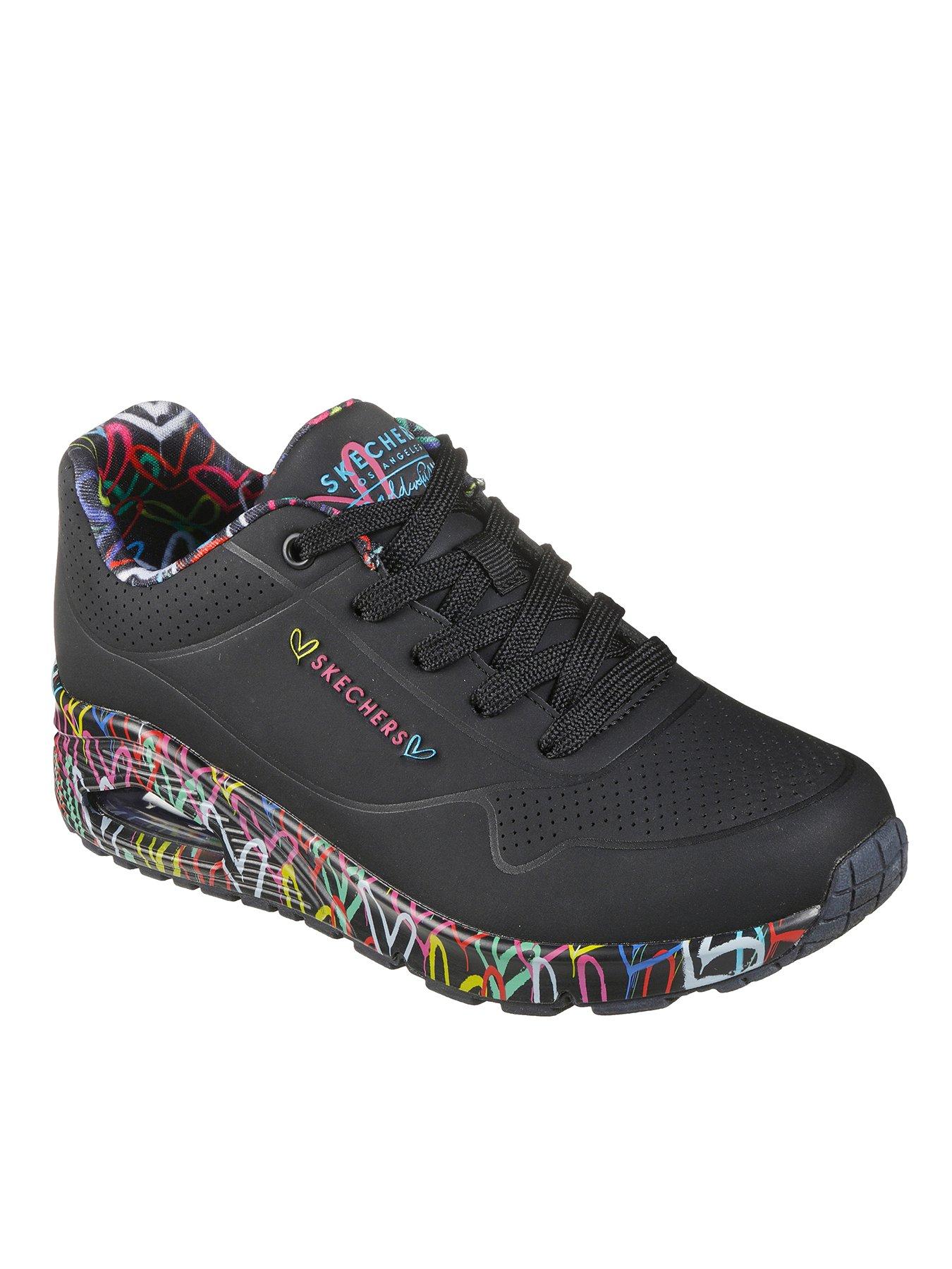 SKECHERS D'LITES DIAMOND ANNIVERSARY EDITION REVAMP BLACK SILVER GLITTER  SIZE 10