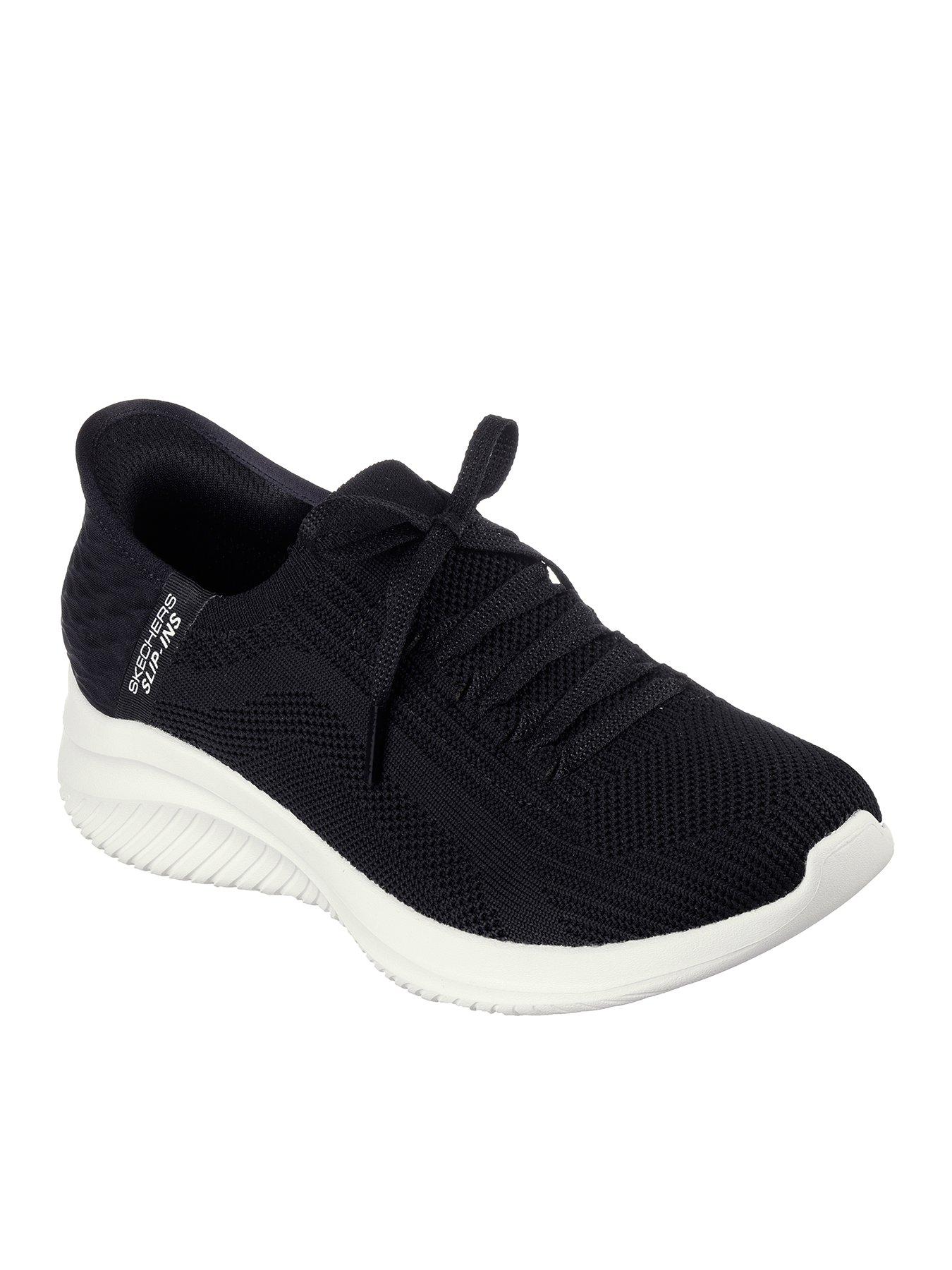 undefined Engineered Slip In Stretch Knit Fixed Laced Trainer - Black