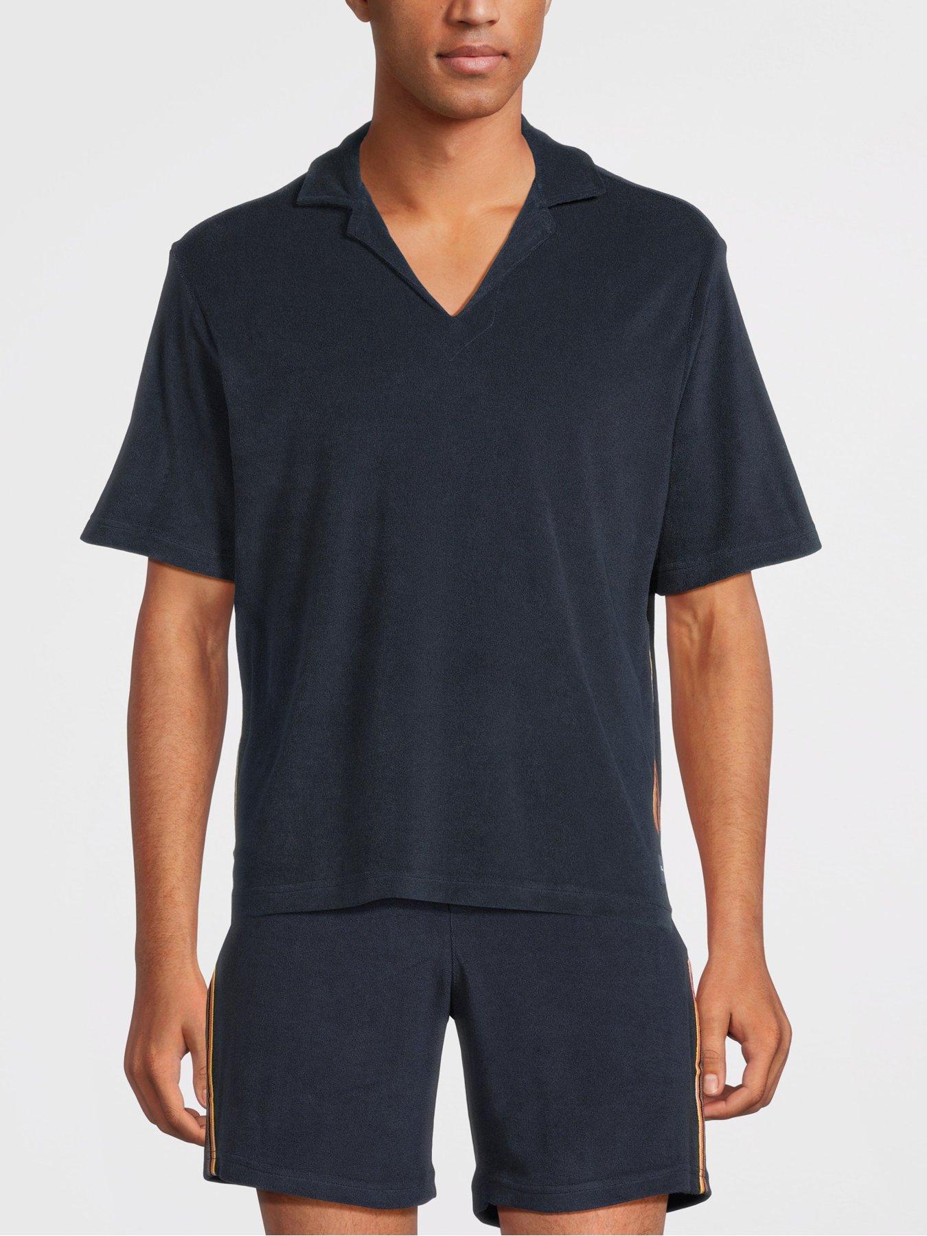 undefined Stripe Short Sleeve Towel Top - Blue
