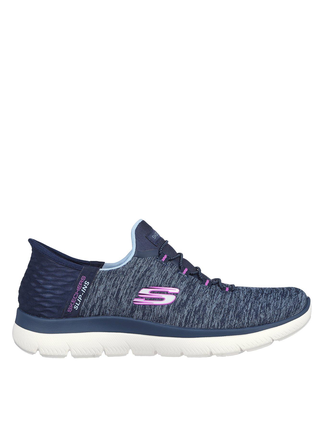 Skechers Summits Heathered Mesh Bungee Slip ins Navy Mesh purple