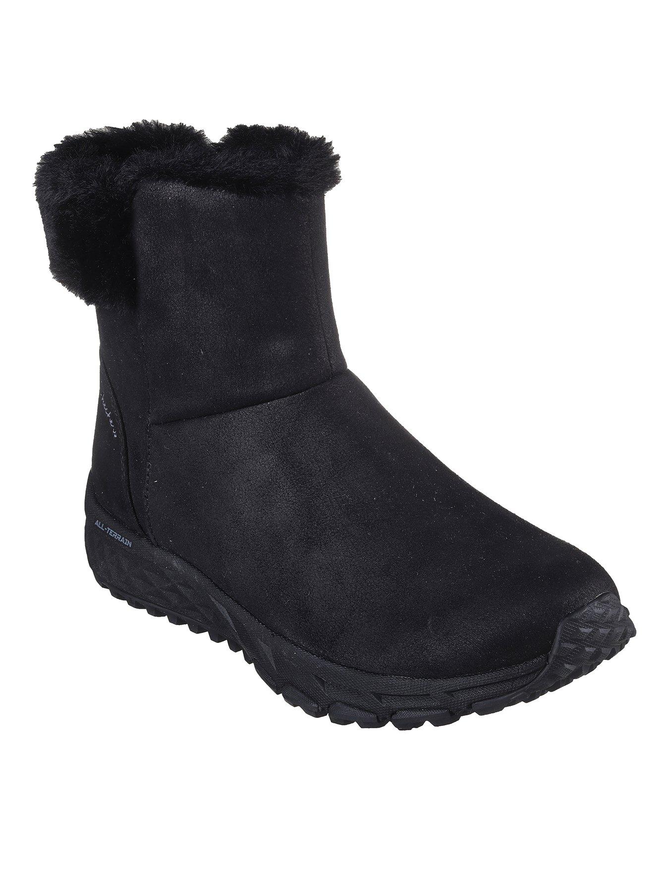 Escape Plan Outdoor Zip Up Boot Black Microleather faux Fur