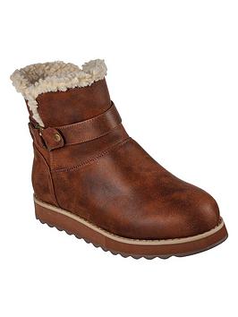 skechers keepsakes 2.0 mid o-ring wrap boot - chocolate microleather