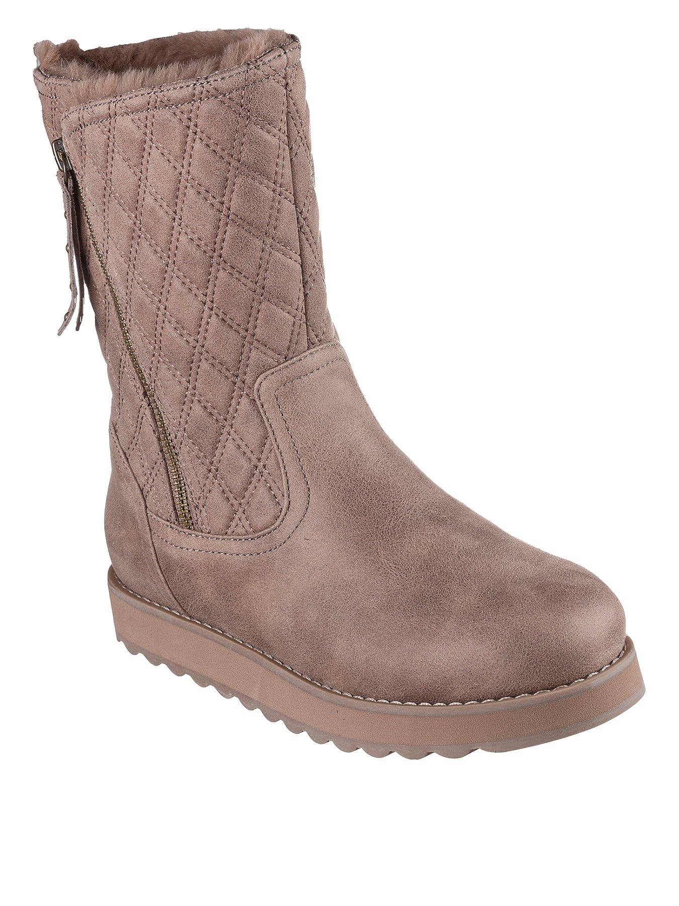 Keepsakes 2.0 Quilted Side Zip Boot Taupe Microleather faux Fur