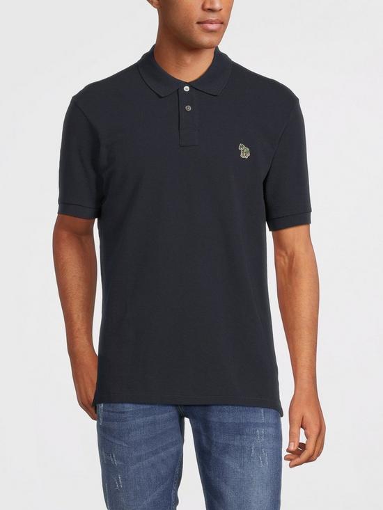 front image of ps-paul-smith-zebra-regular-fit-polo-shirt-navy