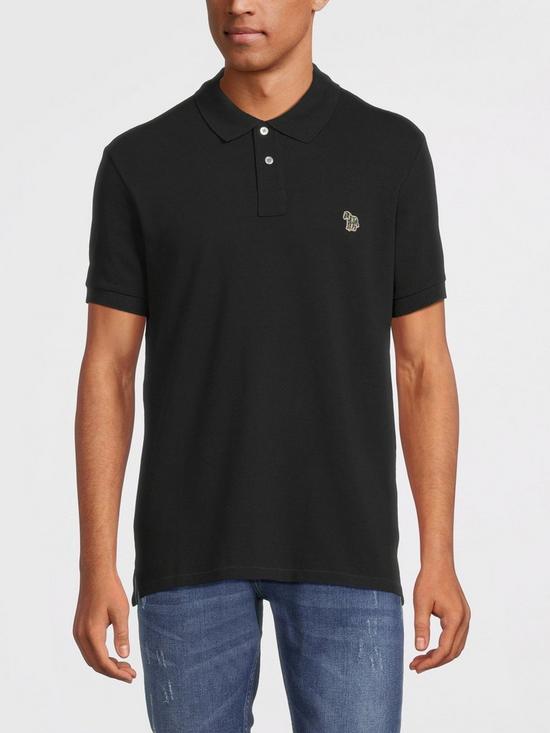 front image of ps-paul-smith-ps-paul-smith-zebra-regular-fit-polo-shirt-black