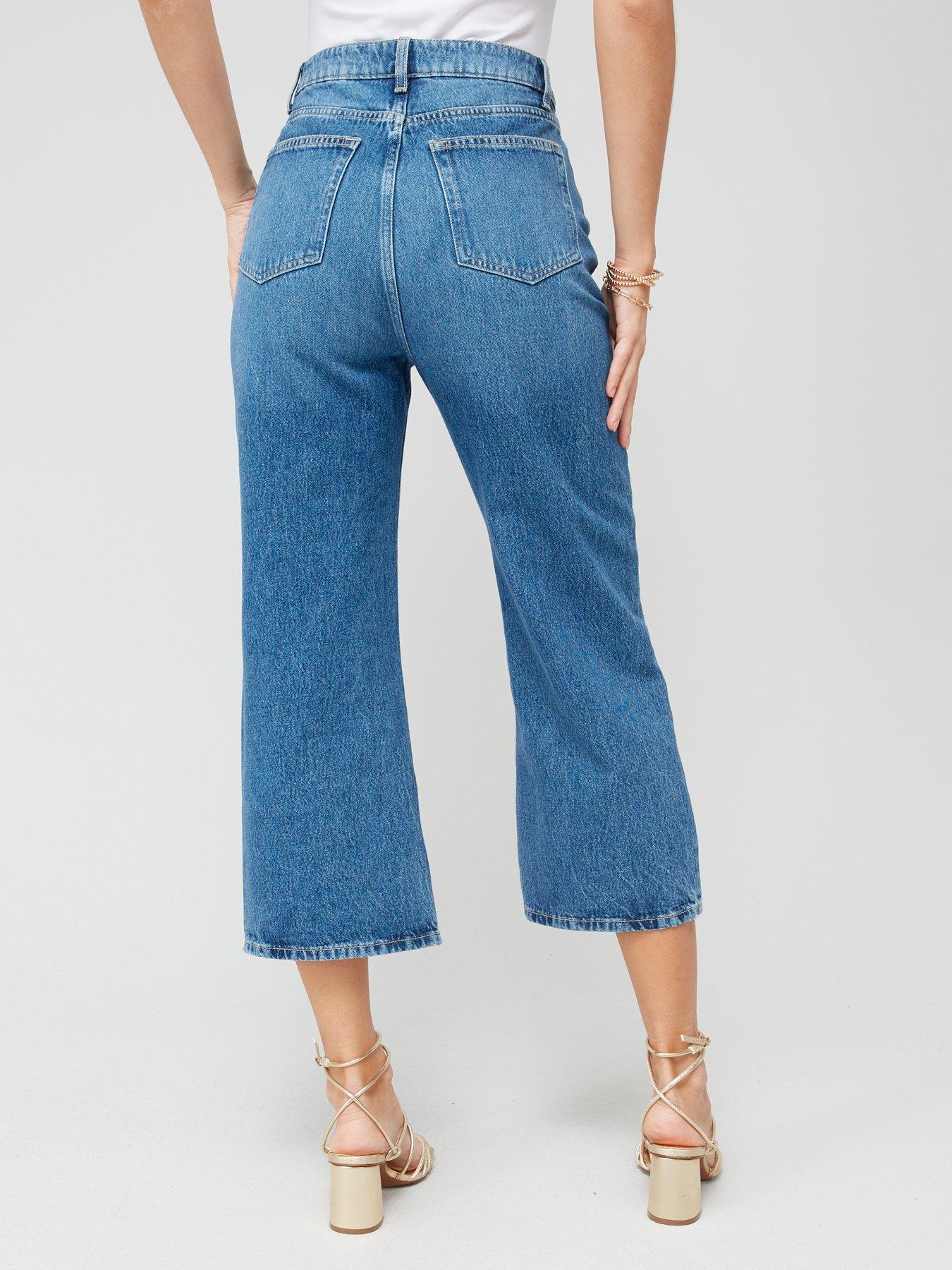 High waist cropped on sale wide leg jeans