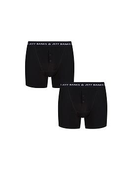 jeff banks classic 2 pack of button fly boxers - black