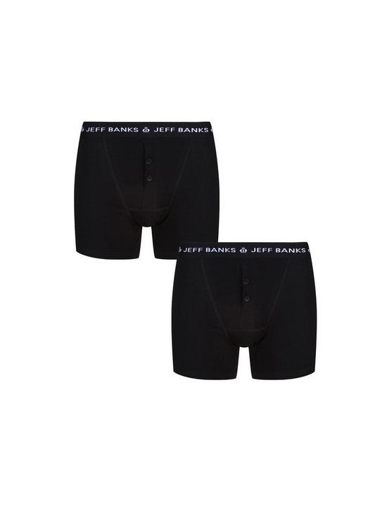 Jeff Banks Classic 2 Pack Of Button Fly Boxers - Black | very.co.uk