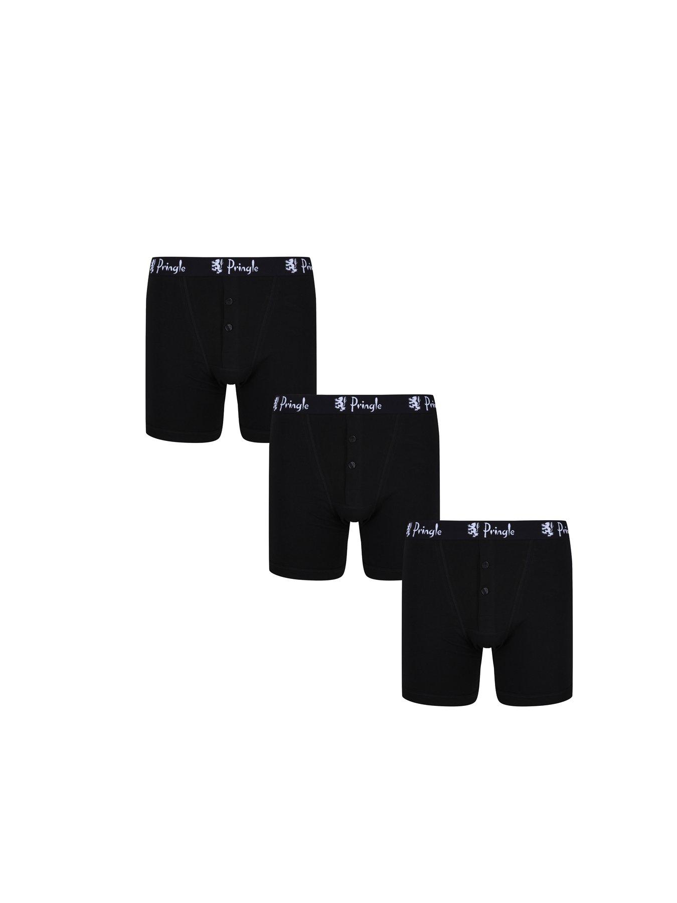 PRINGLE 3 Pack Button Fly Boxers - Black | very.co.uk