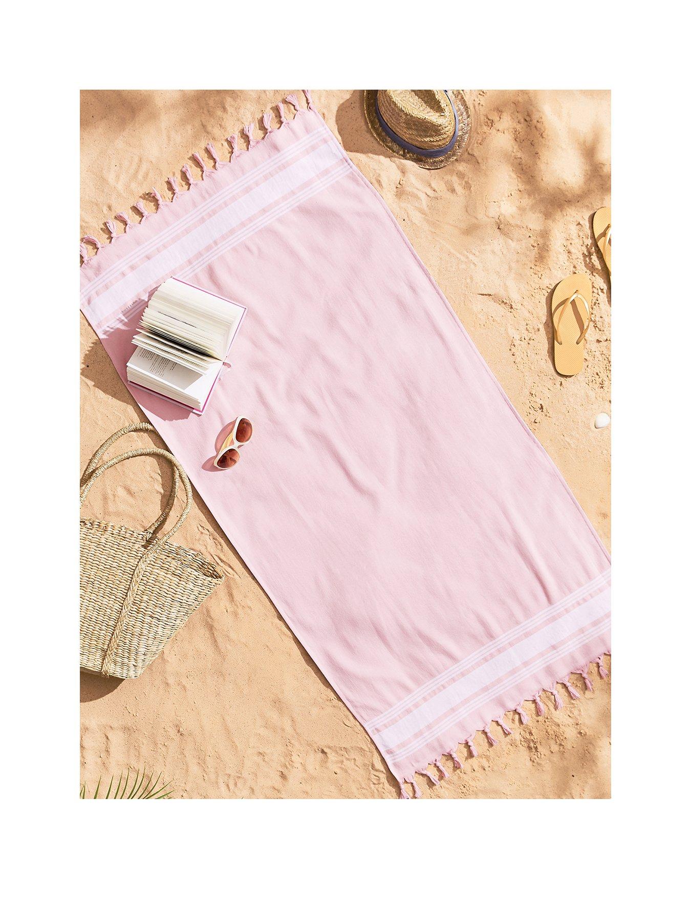 Product photograph of Catherine Lansfield Hammam Beach Towel- Pink from very.co.uk