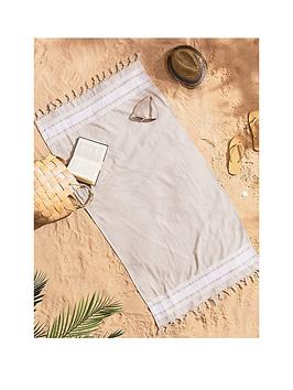 Product photograph of Catherine Lansfield Hammam Beach Towel- Natural from very.co.uk