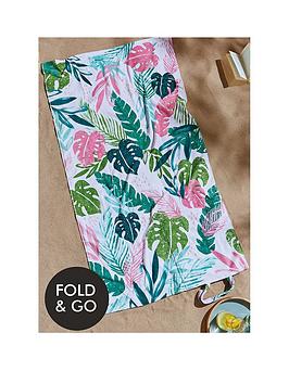 Product photograph of Catherine Lansfield Tropic Palms Beach Towel In A Bag from very.co.uk