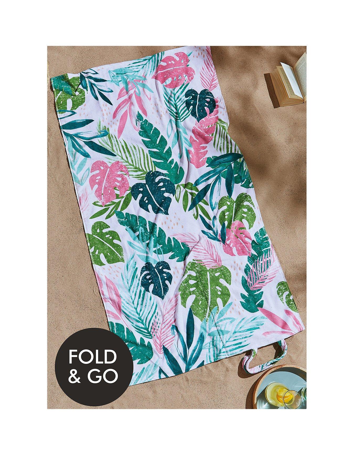Image 1 of 5 of Catherine Lansfield Tropic Palms Beach Towel In A Bag