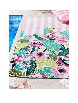 Product photograph of Sassy B Tropical Flamingo Stripe Beach Towel from very.co.uk