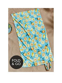 Product photograph of Catherine Lansfield Fruits Beach Towel In A Bag- Green from very.co.uk