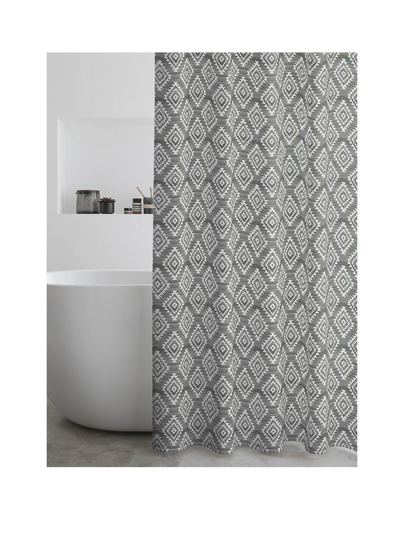 Product photograph of Catherine Lansfield Aztec Geo Shower Curtain from very.co.uk