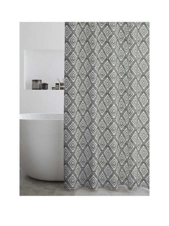 front image of catherine-lansfield-aztec-geo-shower-curtain