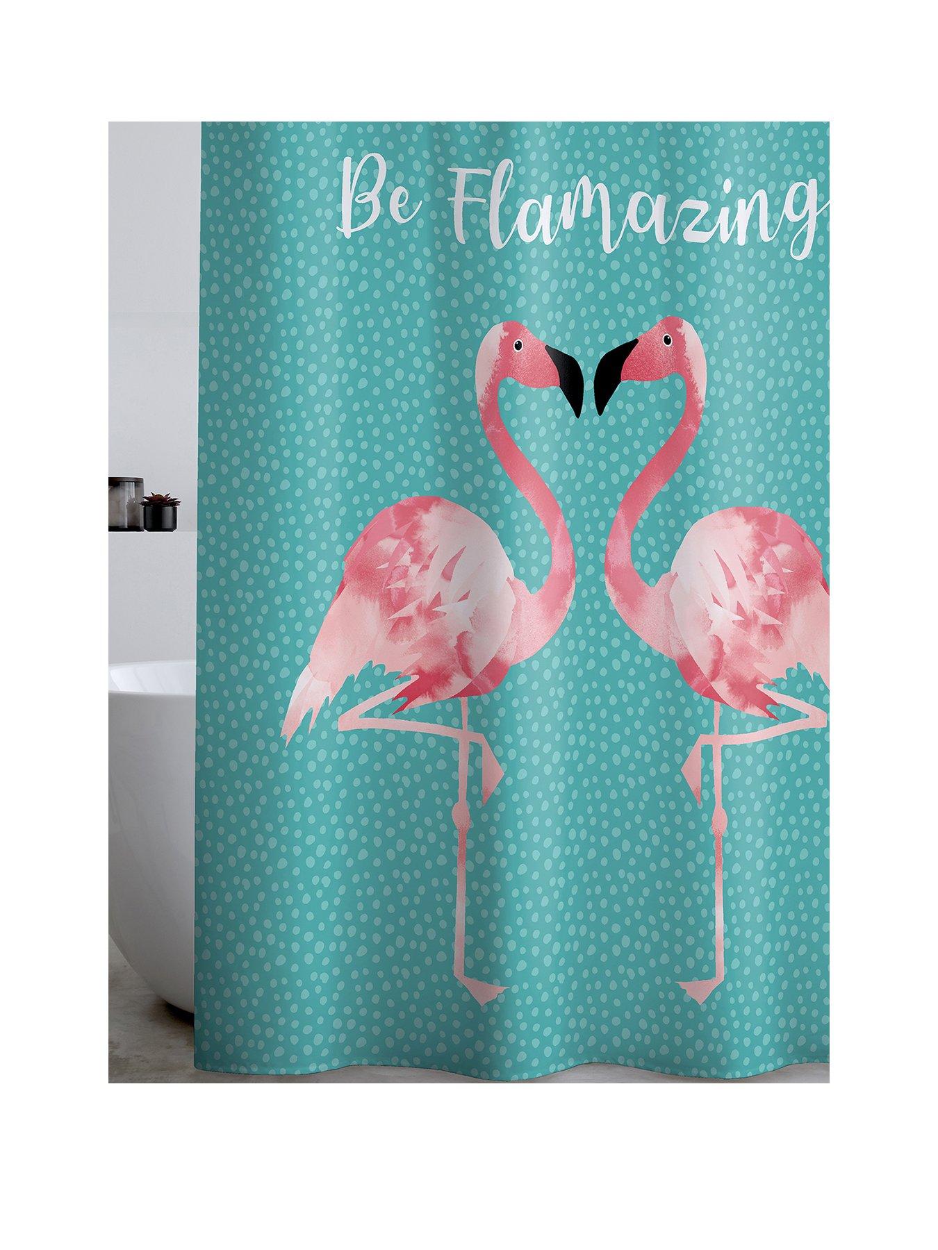 Product photograph of Catherine Lansfield Flamingo Shower Curtain from very.co.uk