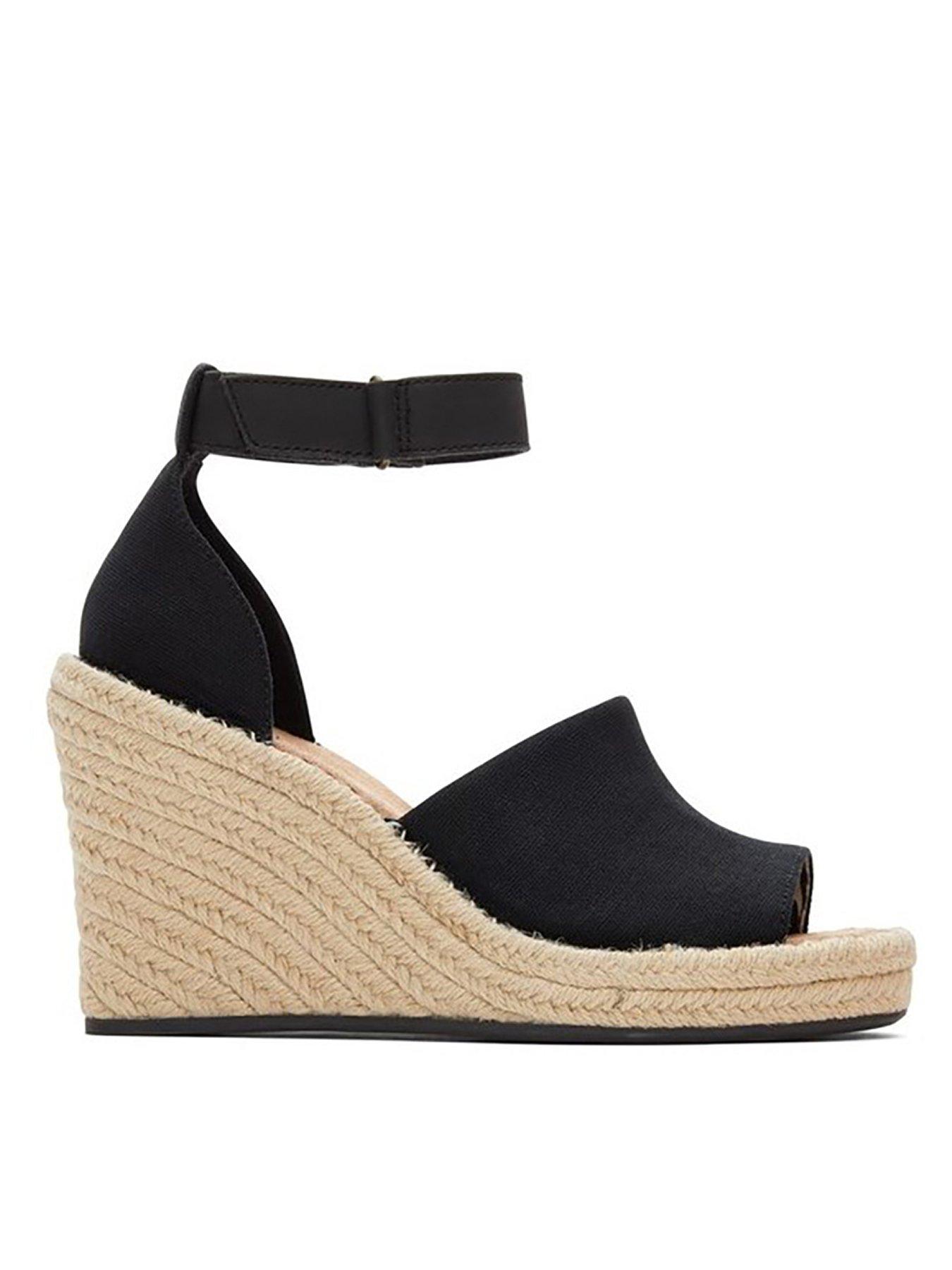 undefined Marisol Leather Peep Toe Wedge - Black