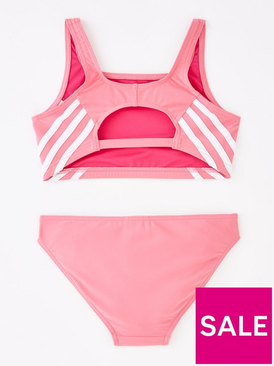 back image of adidas-junior-girls-3-stripe-bikini-pink