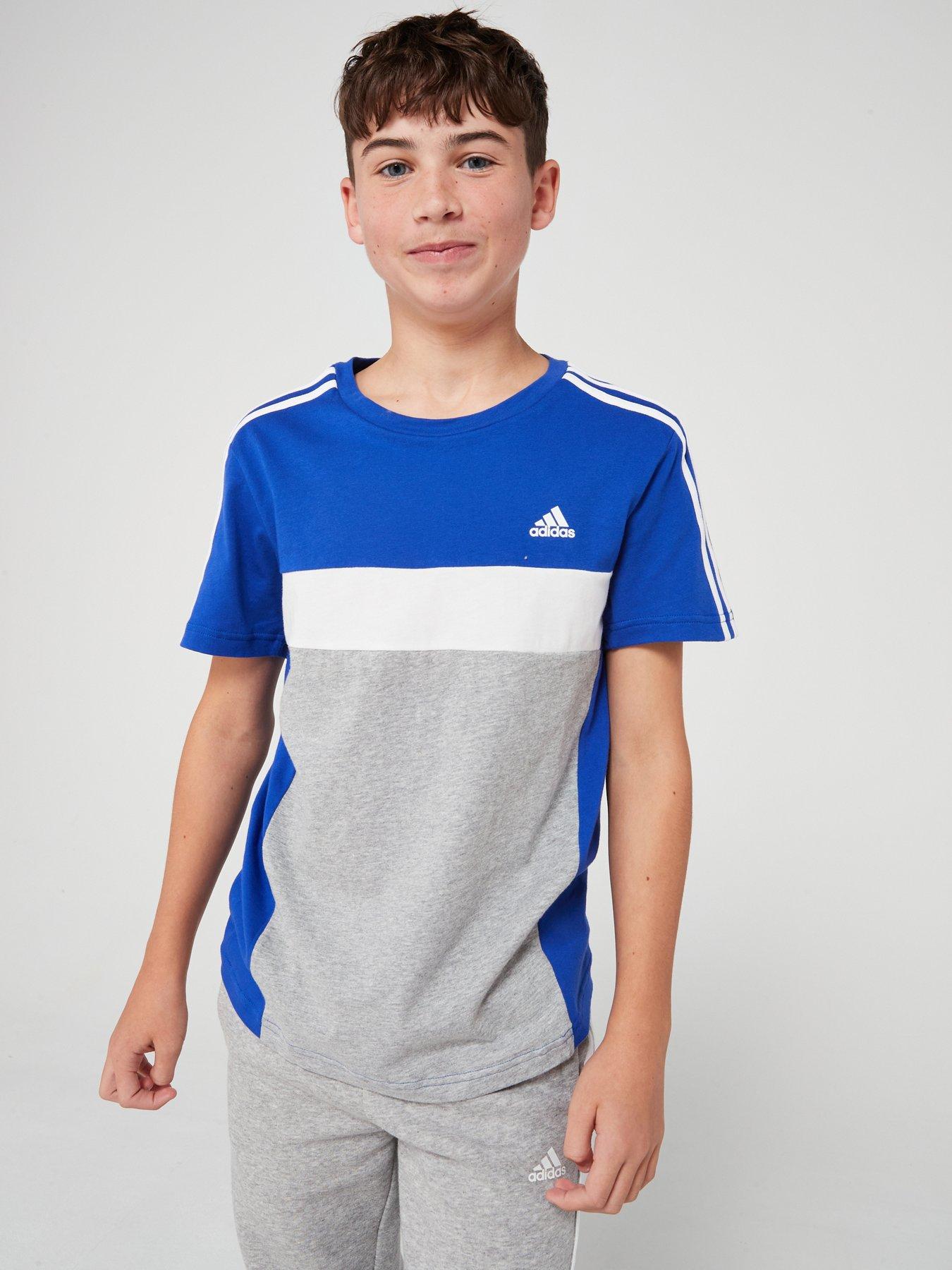 Image 1 of 6 of adidas Sportswear Junior Kids Colorblock Short Sleeve T-Shirt &nbsp;- Blue
