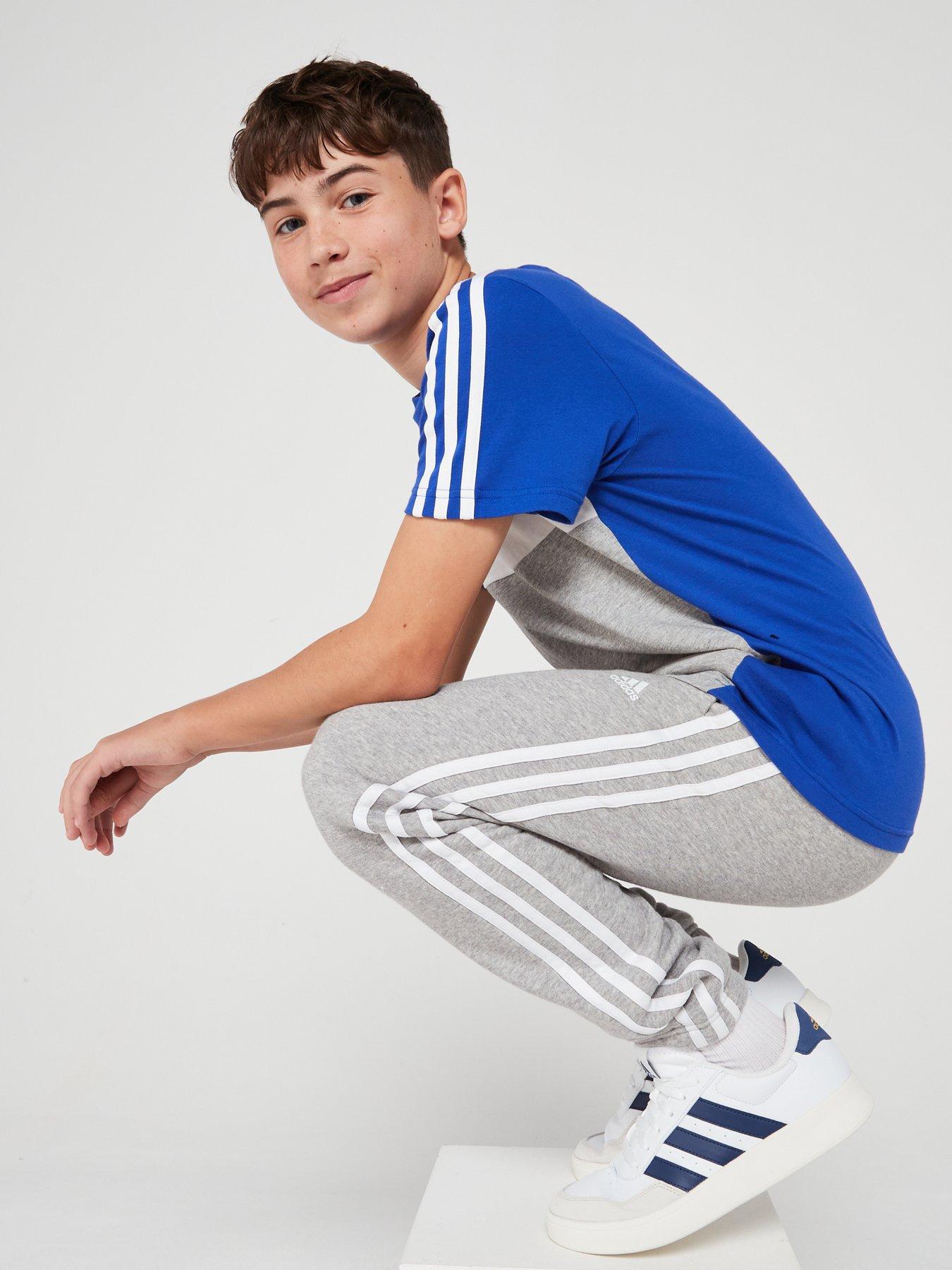 Image 4 of 6 of adidas Sportswear Junior Kids Colorblock Short Sleeve T-Shirt &nbsp;- Blue