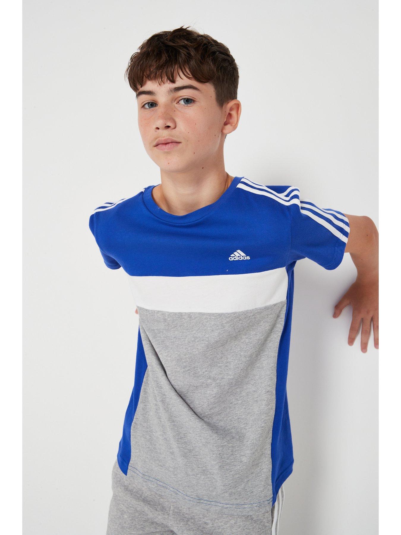 Image 6 of 6 of adidas Sportswear Junior Kids Colorblock Short Sleeve T-Shirt &nbsp;- Blue