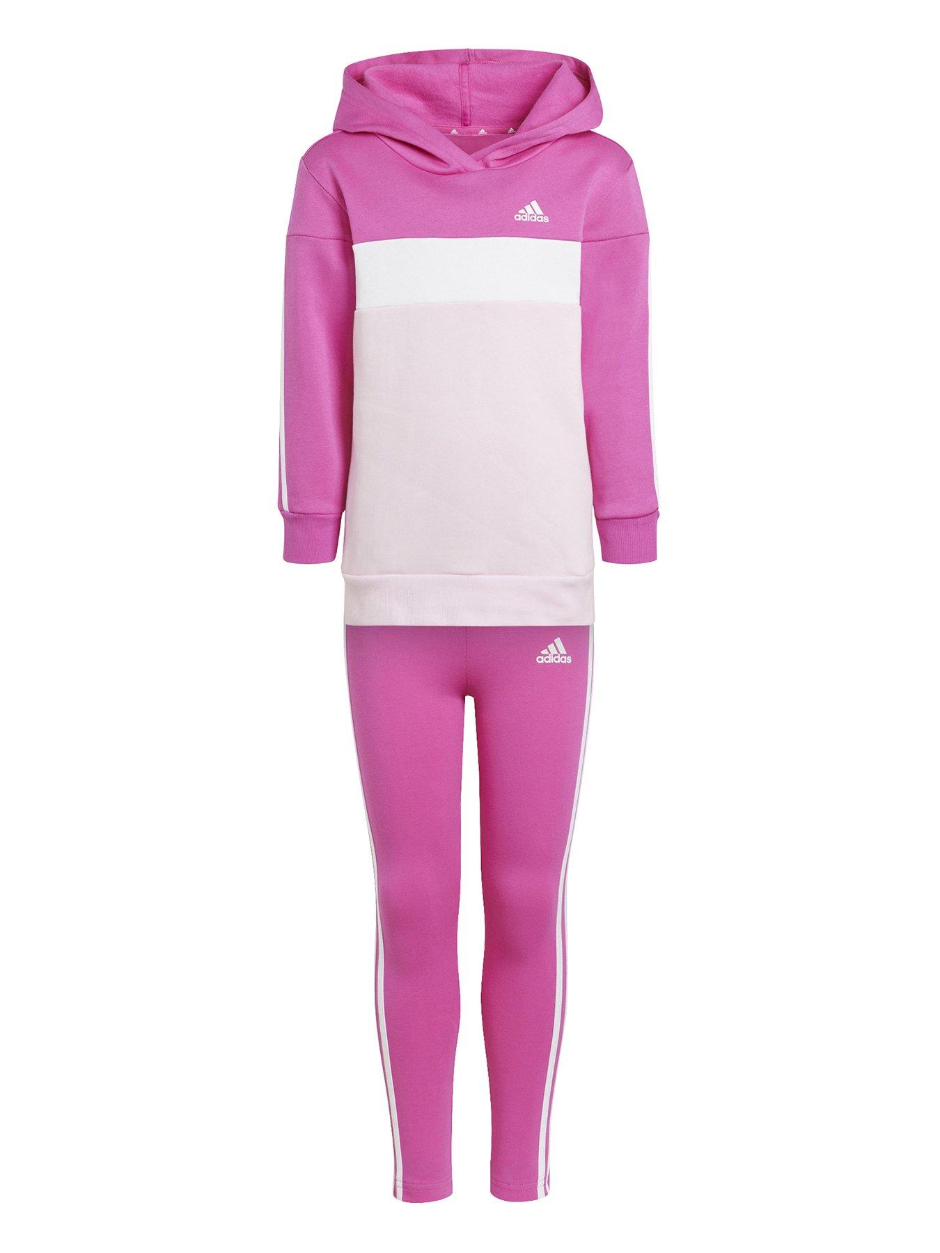 Childrens pink hot sale adidas tracksuit