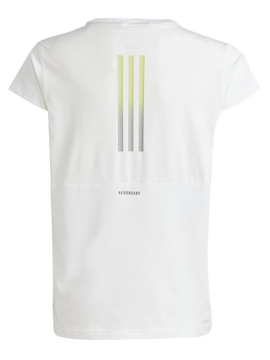 back image of adidas-junior-girls-train-icons-3-stripes-tee-white