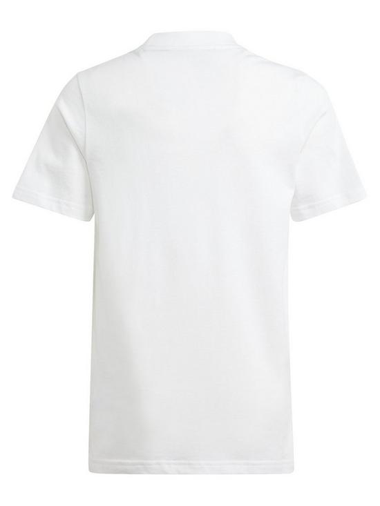 back image of adidas-sportswear-essentials-junior-unisex-small-logo-tee-whiteblack