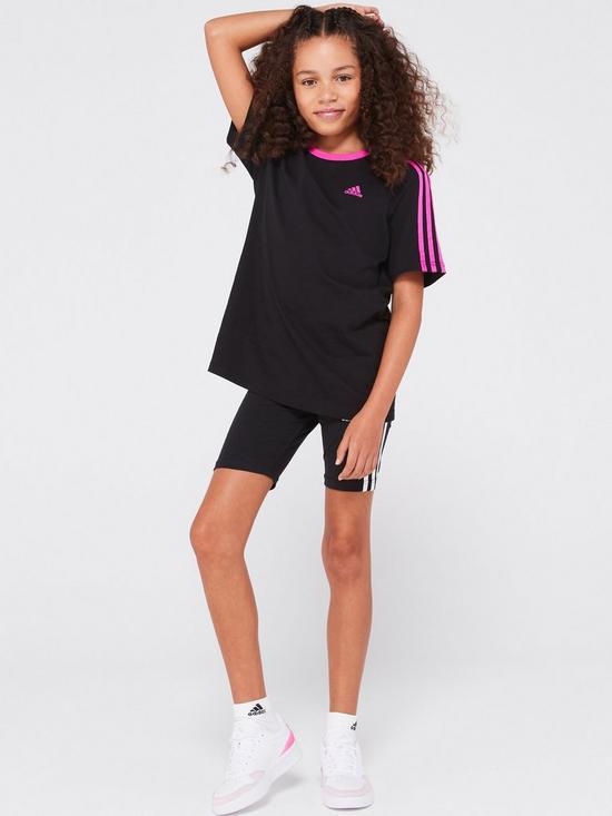 front image of adidas-sportswear-junior-essentials-cycle-shorts-blackwhite