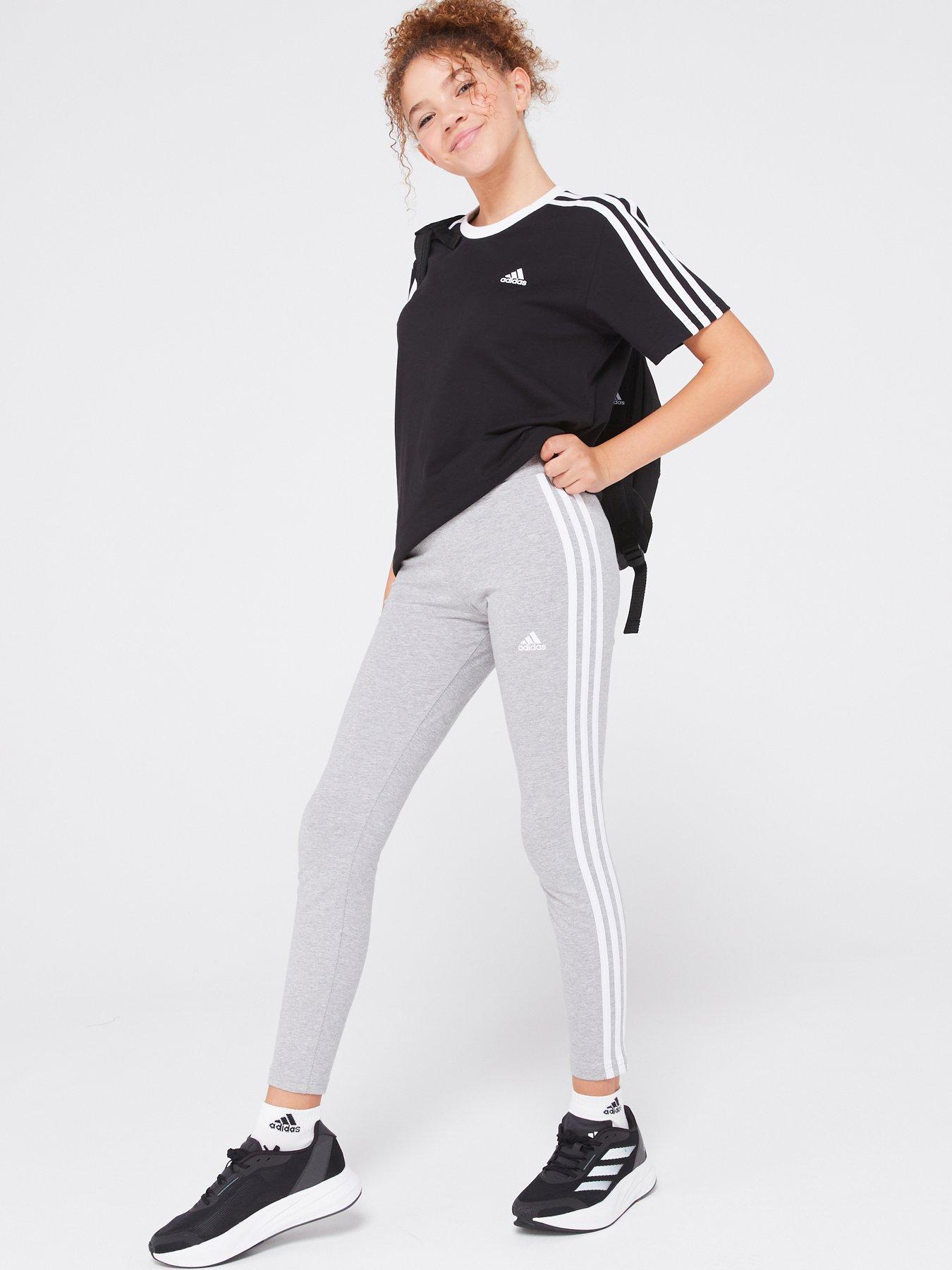 Adidas 3 stripe hot sale leggings girls