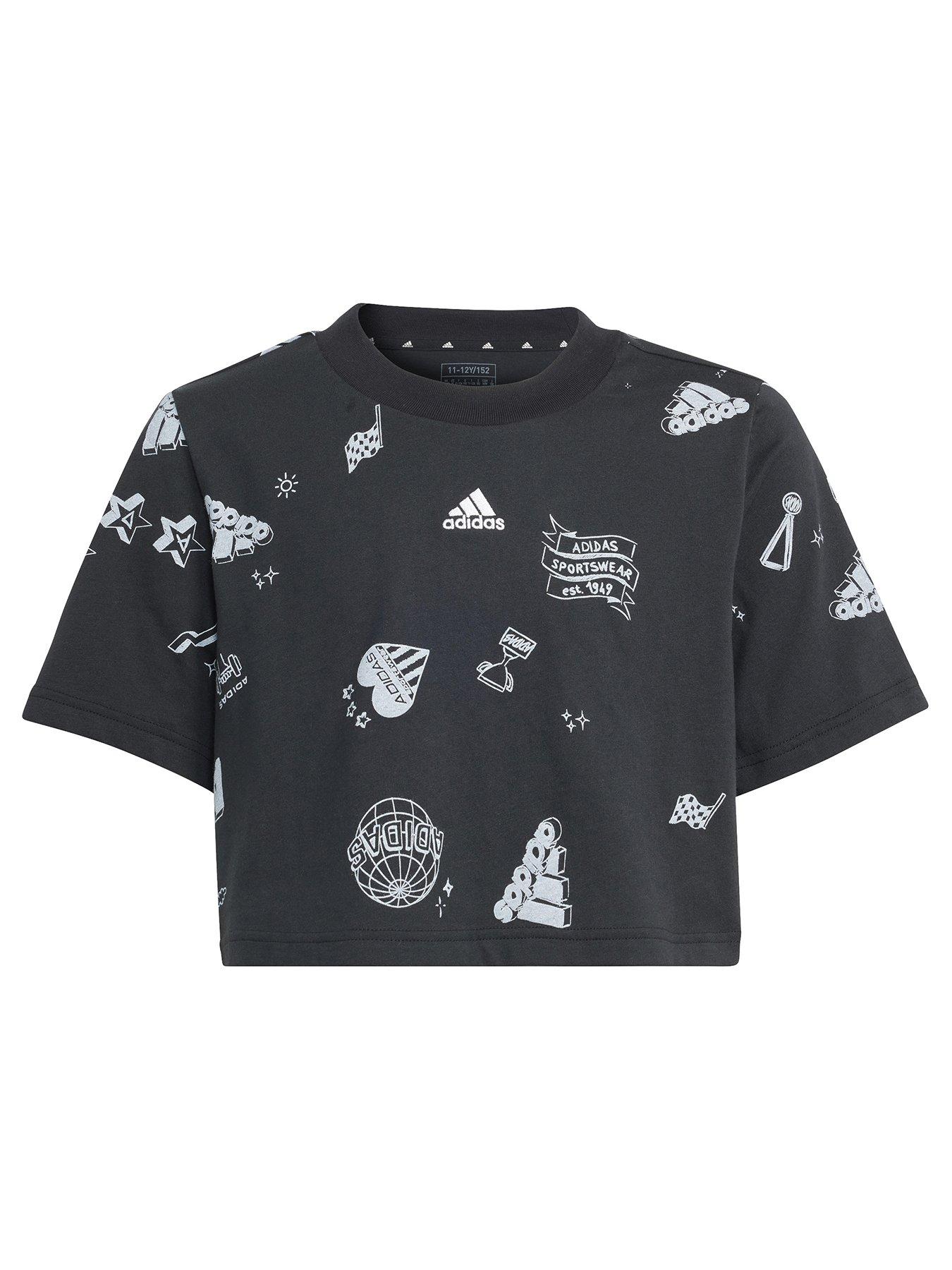 Girls black adidas on sale tshirt