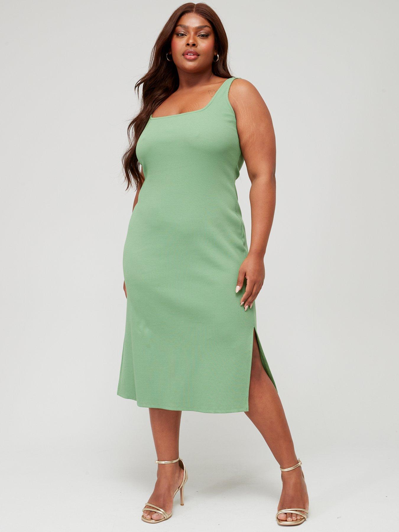 Square neck green on sale dress