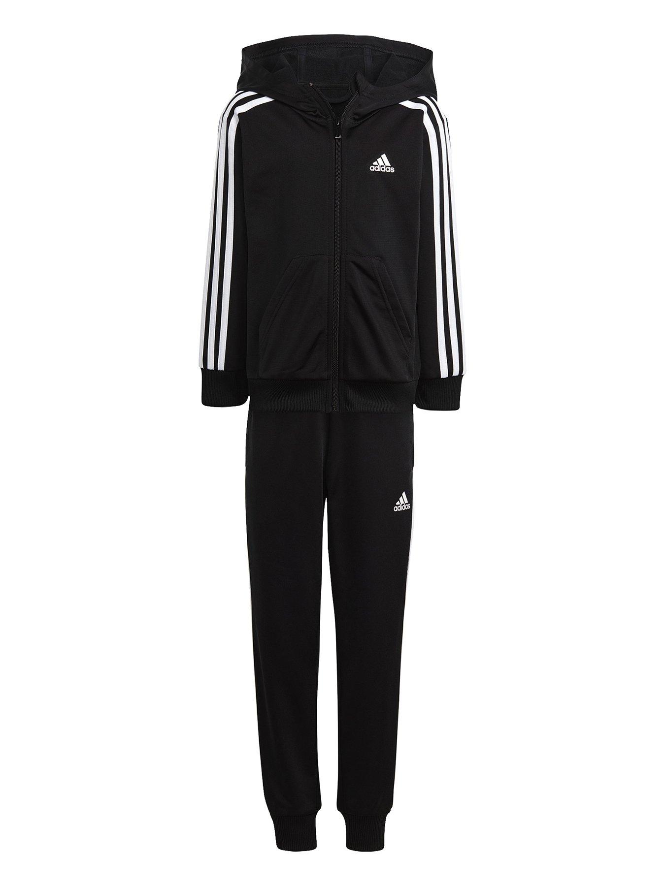 Kids black adidas clearance tracksuit