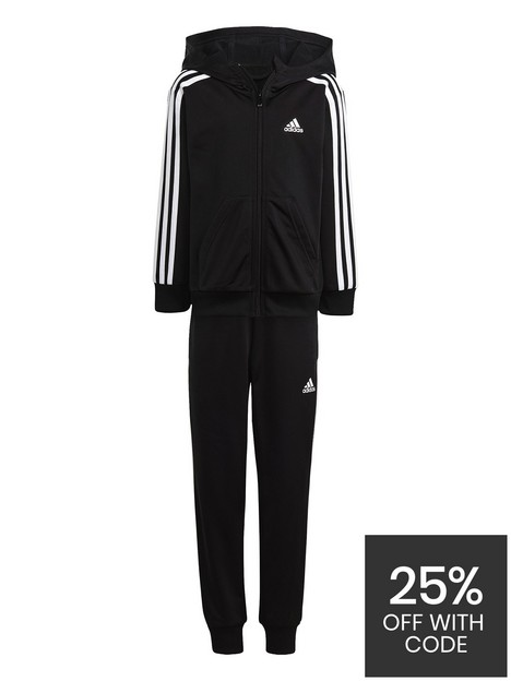 adidas-sportswear-essentials-younger-3-stripe-shiny-tracksuit-black