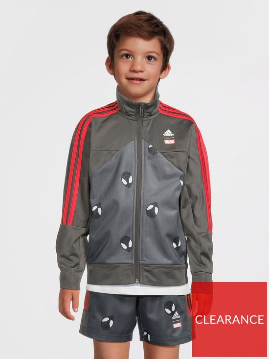 front image of adidas-sportswear-younger-boys-disney-spiderman-track-top-grey