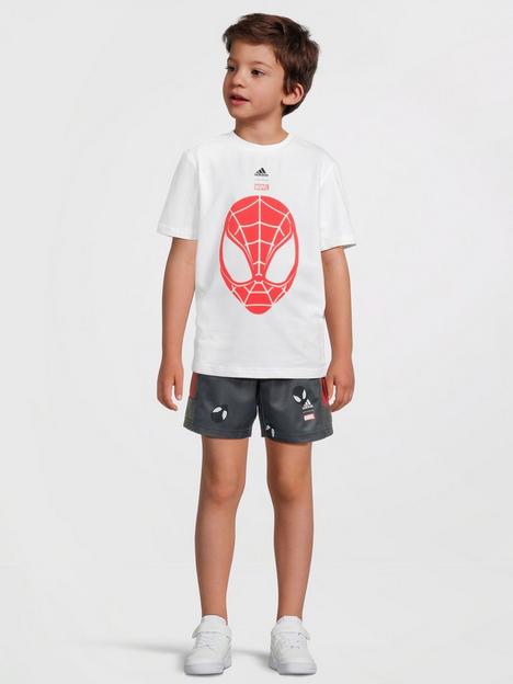 adidas-sportswear-younger-boys-disney-spiderman-short-amp-tee-set-white