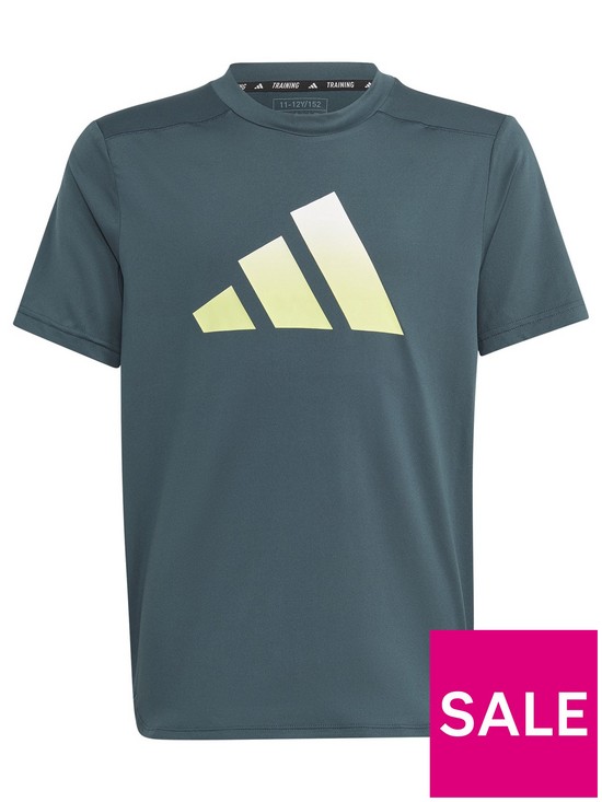 front image of adidas-junior-boys-train-icons-tee-teal