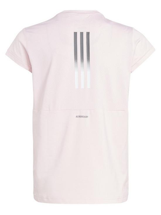 back image of adidas-junior-girls-train-icons-3-stripes-tee-pink