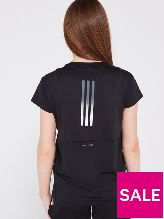 stillFront image of adidas-junior-girls-train-icons-3-stripes-tee-blackwhite