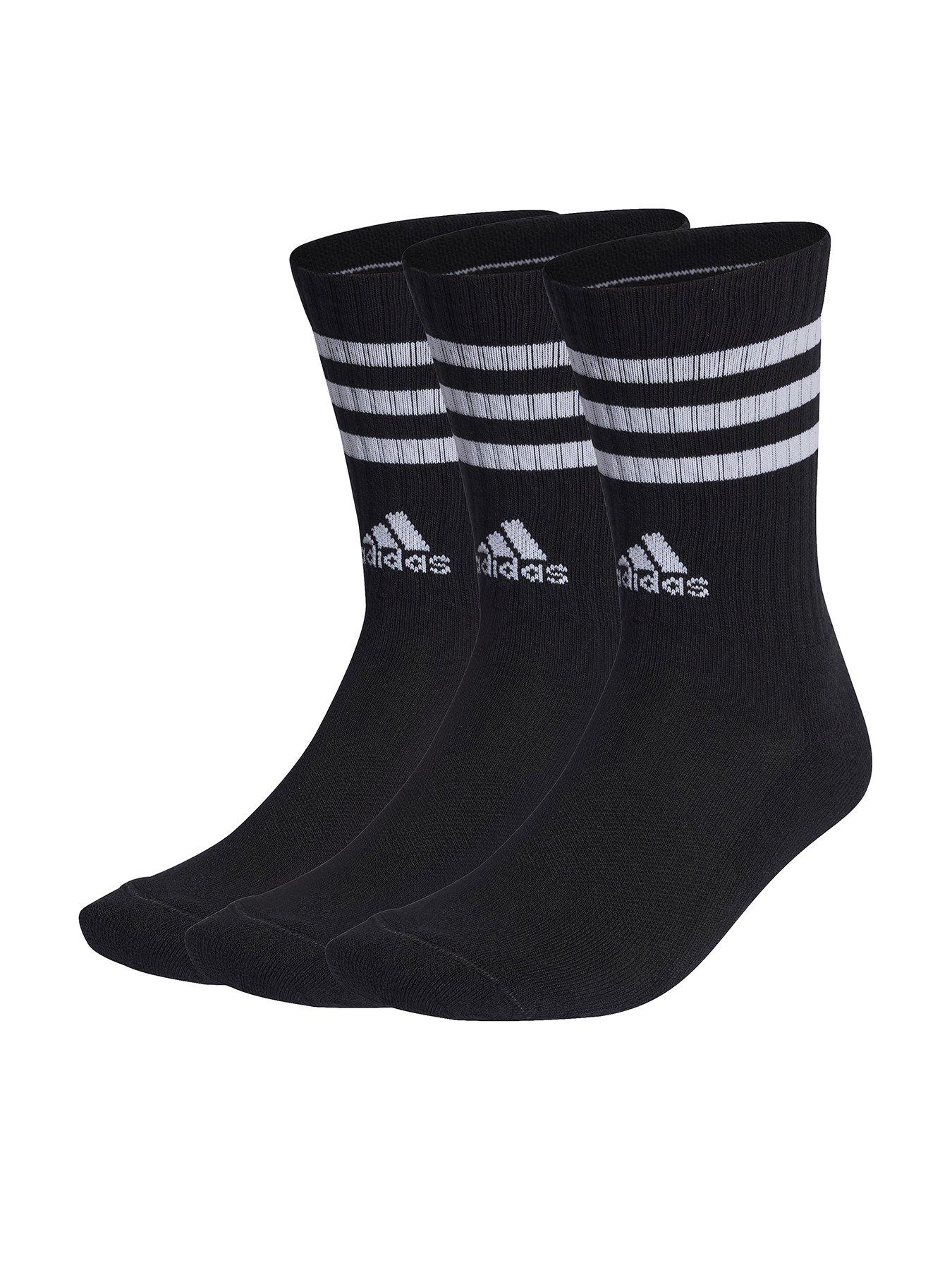 adidas Sportswear Unisex 3 Pack Cushioned 3 Stripe Crew Socks - Black