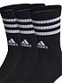  image of adidas-unisex-3-pack-cushioned-3-stripe-crew-socks-black