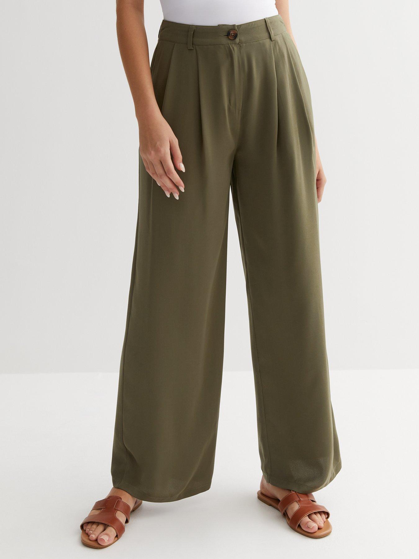 New Look Khaki Tailored Wide Leg Trousers | very.co.uk