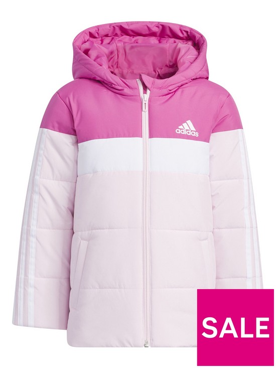 front image of adidas-sportswear-younger-padded-jacket-pink