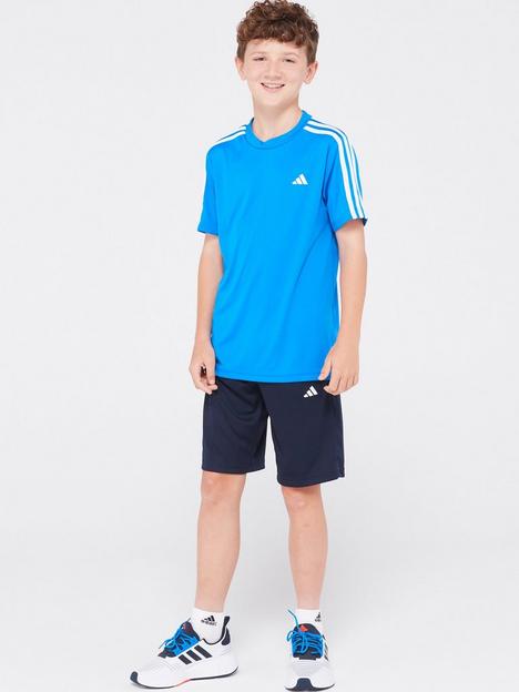 adidas-junior-train-essentials-3-stripe-short-amp-tee-set-blue