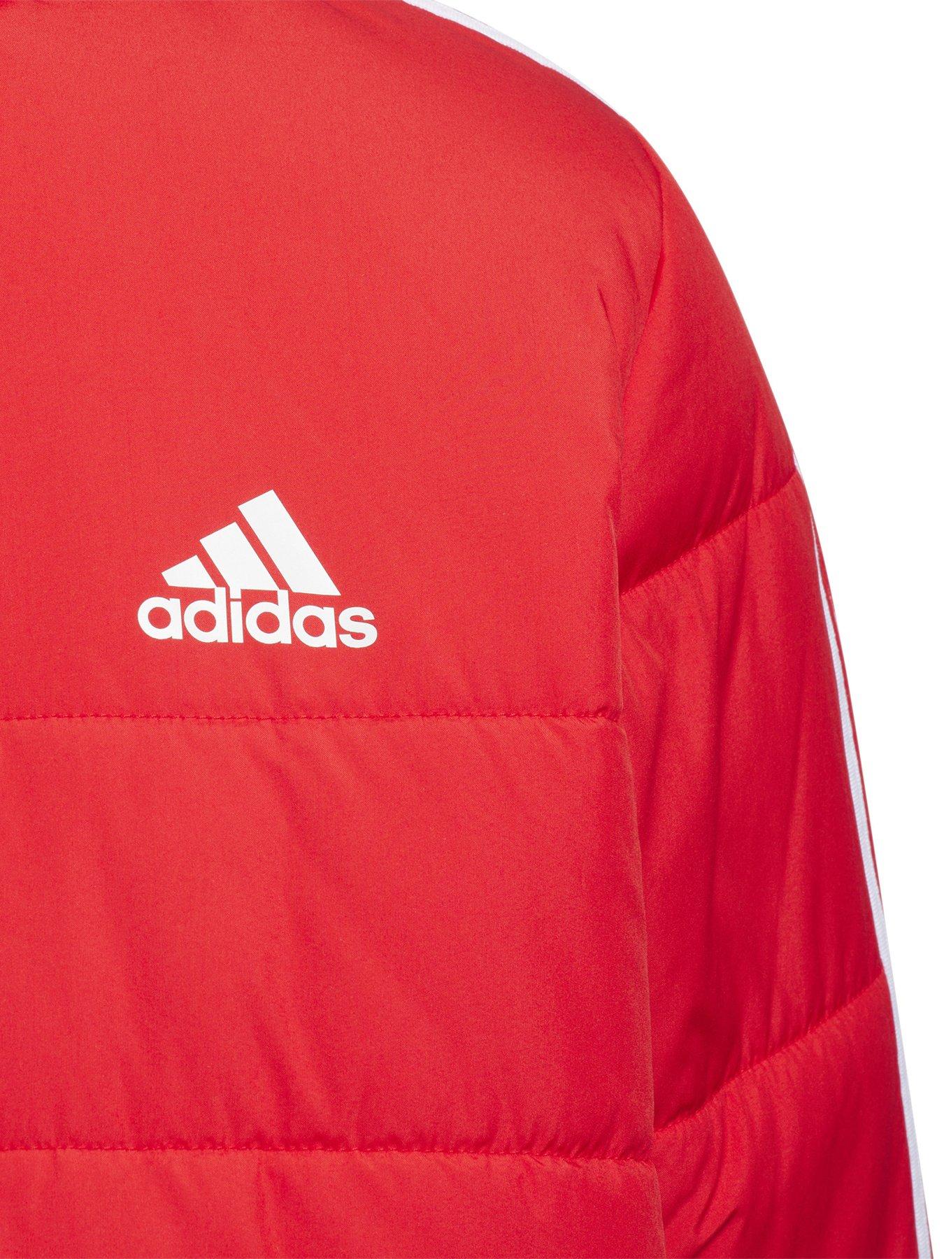 adidas originals three stripe padded jacket in red