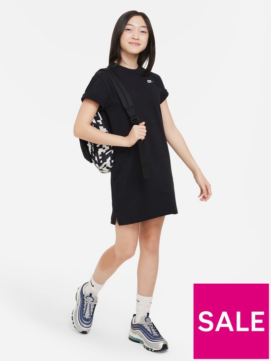 stillFront image of nike-older-girls-sportswear-t-shirt-dress-black